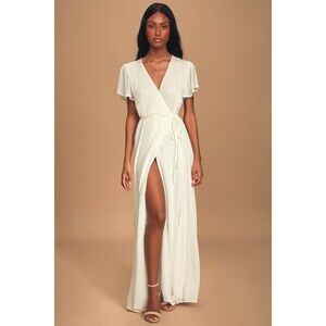 Lulu’s Heart of Marigold White Wrap Maxi Dress